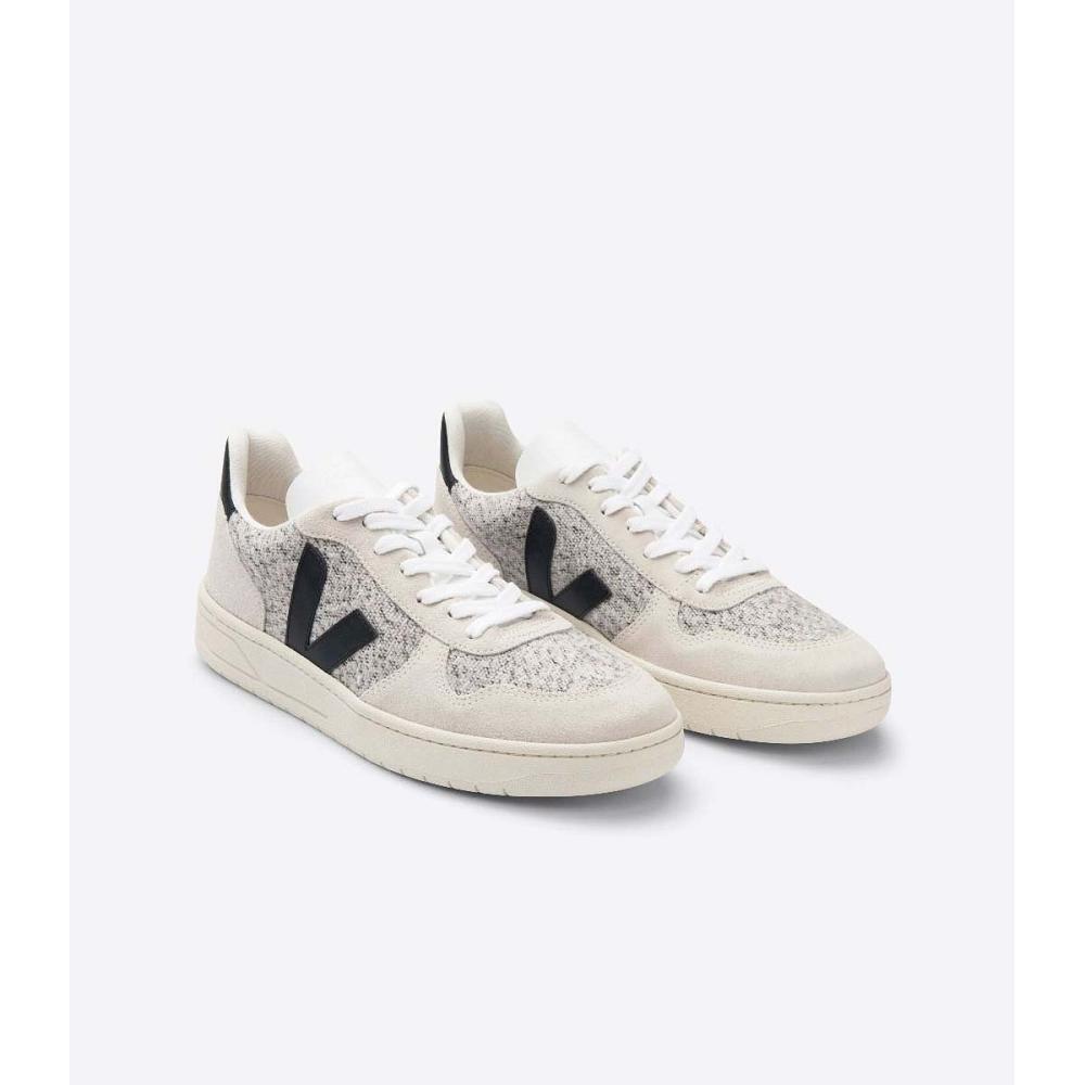 Veja V-10 FLANNEL Sneakers Dames White/Black | BE 643ZUT